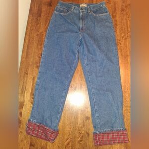 Vintage Flannel Lined LL Bean Jeans Double L Relaxed Fit 16 Tall👖